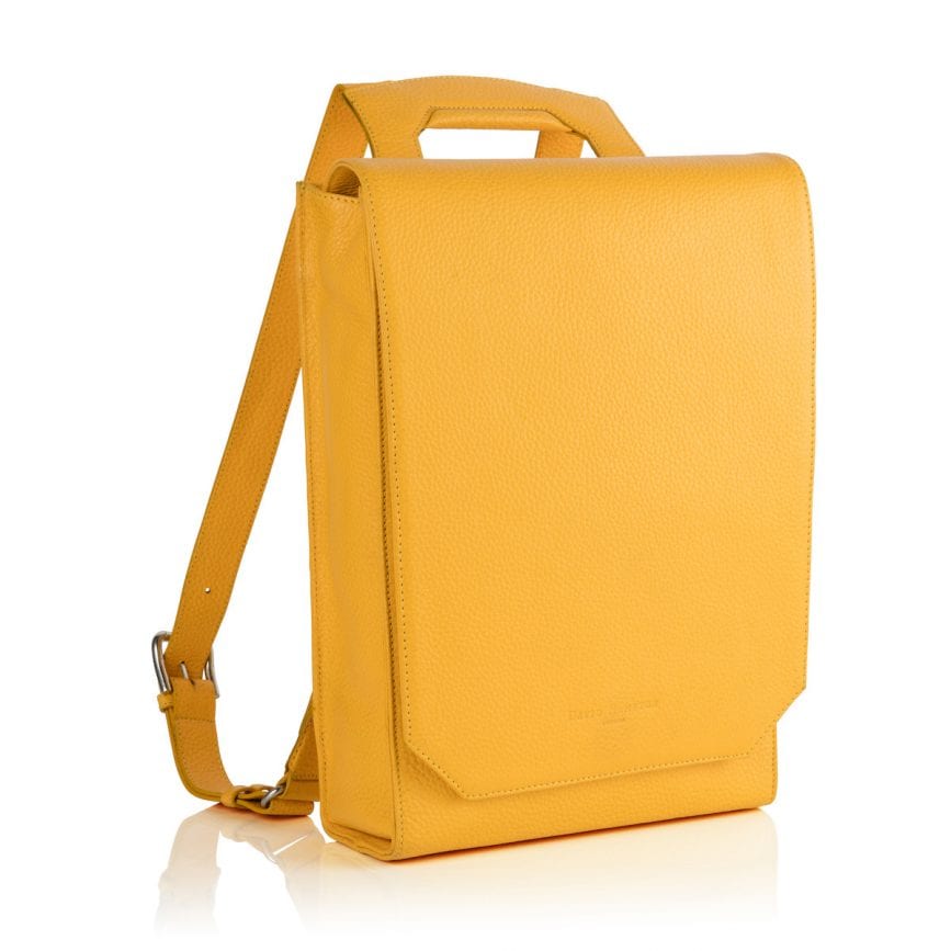 Lilly Leather Laptop Backpack Yellow - £395