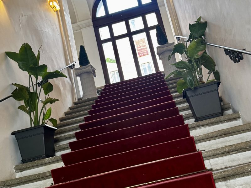 Reception area inside Hotel Antico Palazzo Rospigliosi in Rome